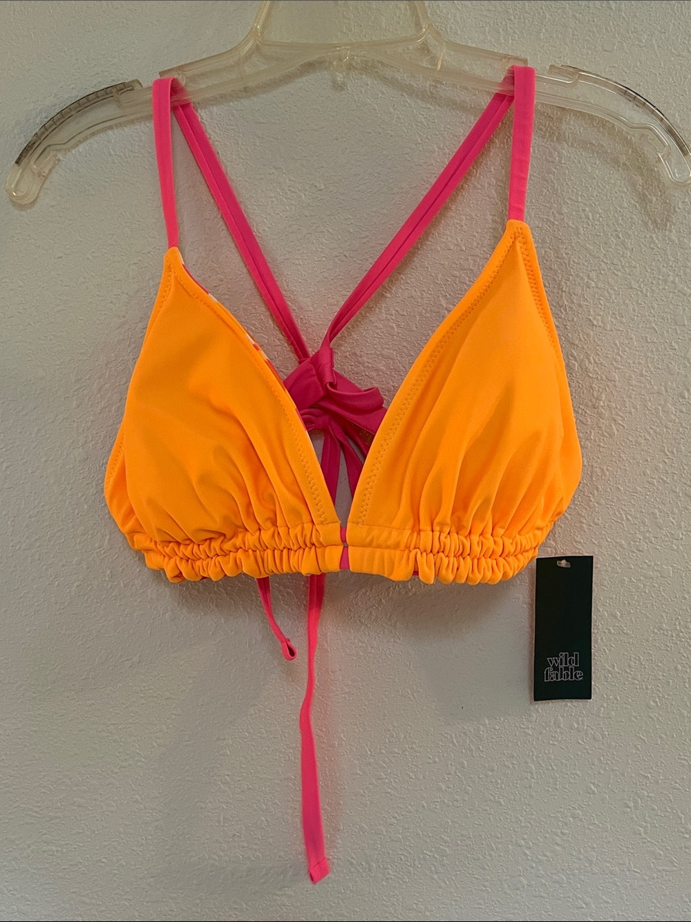 wild fable Neon Orange Bikini Top with Hot Pink Straps